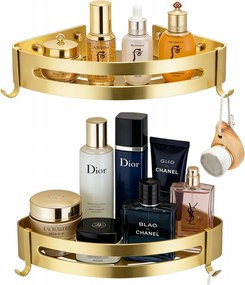 2 Db-os Függő Fürdőszobai Polc Szett Loft Csiszolt arany+ragasztó