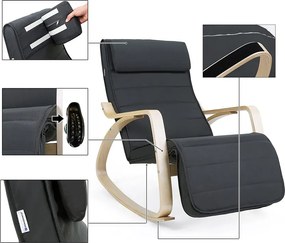 Hintaszék, relaxációs szék, 5 fokban állítható lábtartó, váz masszív nyírfából