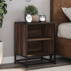 Éjjeliszekrények 2 db barna tölgy 40x31x50 cm műfából és fémből