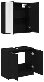 vidaXL Fürdőszobai Szekrény Szett polcokkal 2 pcs Fekete tölgy Faanyag