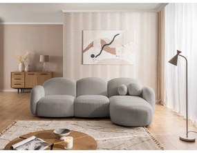 Szürke buklé sarokkanapé (jobb oldali-heverő résszel) Orbit – Ropez