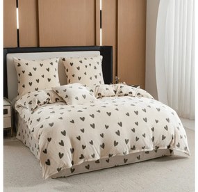 Mikroplüss ágyneműhuzat HEARTINO krém színű Ágyneműhuzat mérete: 70 x 90 cm | 140 x 200 cm