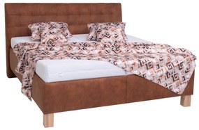 Kárpitozott ágy matraccal és ágyneműtartóval VIOLET 180x200 cm konyakbarna