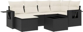 vidaXL 7 részes fekete polyrattan kerti ülőgarnitúra párnával