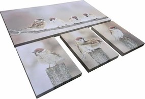 Falfestmény készlet Veréb ágon 4 db