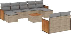 vidaXL 10 részes bézs polyrattan kerti ülőgarnitúra párnával