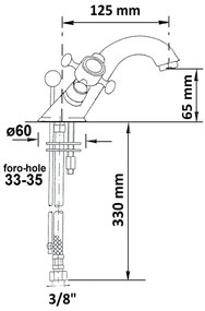 Sapho - ANTEA mosdócsaptelep leeresztővel, aranyszínű