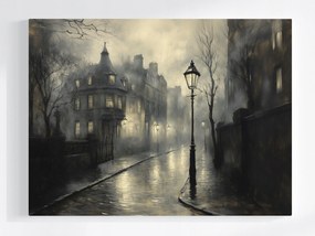 Vászonkép Canvas Köd London Eső Utca Lámpák Rejtély 100x75