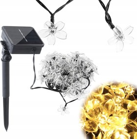Napelemes Lámpák Kerti Girland Erkélyre Virágok 50 Led Meleg Fehér 7m