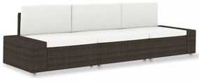 3 személyes barna elemes polyrattan kanapé