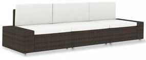 vidaXL 3 személyes barna elemes polyrattan kanapé