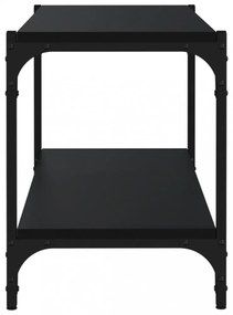 fekete szerelt fa és acél TV-szekrény 80 x 33 x 41 cm