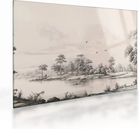Üveg kép - Vintage tájkép rajz (70x50 cm)
