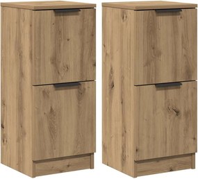 vidaXL 2 db kézműves tölgy színű szerelt fa tálalószekrény 30x30x70 cm