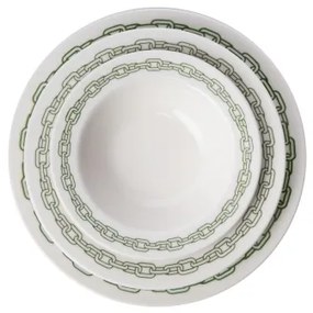 24 részes porcelán étkészlet, fehér/zöld