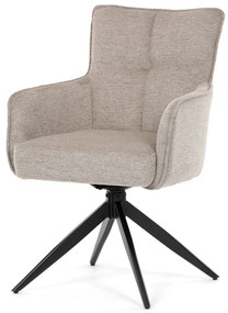 Scaun de sufragerie pivotant, arcuri buzunar în scaun, mecanism rotativ la 180°, tapițerie impermeabilă culoarea trufe, metal negru
