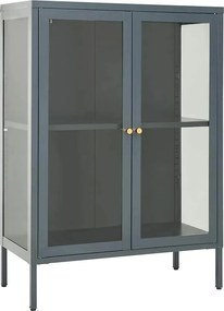 vidaXL antracitszürke acél és üveg tálalószekrény 75 x 35 x 105 cm