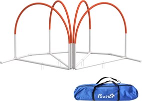 PawHut Kutyas agility készlet, 4 részes kutya tréning slalom rudakkal, kutyák számára készült agility felszerelés Oxford hordtáskával, narancs | Aosom