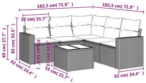 vidaXL 6 részes bézs polyrattan kerti ülőgarnitúra párnával