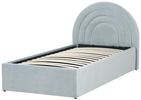 Világoskék bársony ágyneműtartós ágy 90 x 200 cm ANET Beliani