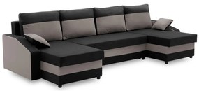 Sparta sarokkanapé, 1 ágyneműtartóval, szövet anyag, univerzális oldal, hab töltet, fekete - szürke