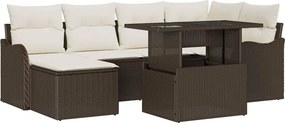 vidaXL Kerti Kanapé Szett párnával 7 pcs Barna Poli rattan