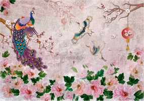 Flizelin fotótapéta Páva és Sakura Keleti finomság 400x280 +ragasztó