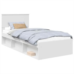 vidaXL Ágykeret fejtámlával Fehér 90 x 190 cm Faanyag