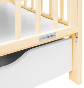 Gyerek kiságy New Baby LILLY leengedhető oldalráccsal és fiókkal természetes