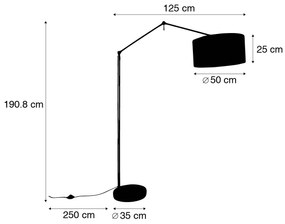 Modern állólámpa arany színű, fehér árnyékolóval, 50 cm állítható - Editor