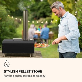 Klarstein Diavolo, pellet pizzakemence, pizzakővel, hőmérő, rozsdamentes acél
