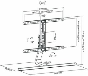 Nedis TVSM5120GY - Állvány Full Motion 37-75” TV-hez
