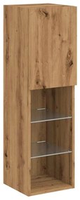 2 db kézműves tölgy TV-szekrény LED-lámpákkal 30,5x30x102 cm