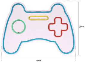 Műanyag LED-es fali dekoráció, Play Station Gaming Controller - Blue