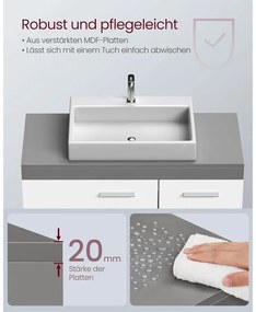 Mosdó alatti szekrény, fürdőszobai szekrény 30 × 70 × 64 cm，fehér–szürke