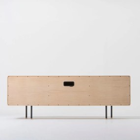 Fekete-natúr színű tölgyfa TV-állvány 180x64 cm Fina – Gazzda
