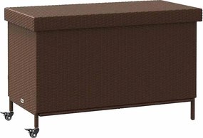 Barna Polyrattan Kerti Tárolóláda Kerekekkel 110X55X73 Cm