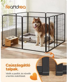 FEANDREA 8 paneles kutyakifutó és kisállat járóka, 80 x 100 cm-es elemekkel, beltérre és kültérre