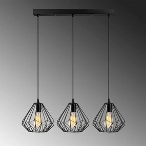 Berceste függőlámpa 3x, fekete