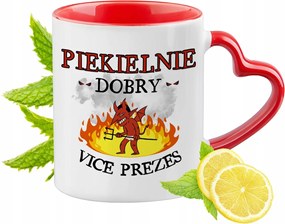 Vice Elnöknek Piros Bögre Szív Alakú Füllel Ajándék