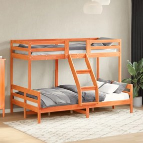 viaszbarna tömör fenyőfa emeletes ágy 90 x 200/120 x 200 cm