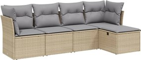 vidaXL 5 részes vegyes bézs polyrattan kerti ülőgarnitúra párnákkal