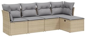 vidaXL 5 részes vegyes bézs polyrattan kerti ülőgarnitúra párnákkal