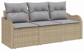 vidaXL Kerti Kanapé Szett párnával 3 pcs Bézs polirattan