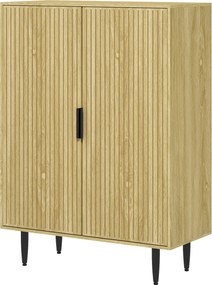 HOMCOM Helytakarékos Cipőtartó 15 Pár Cipőhöz, Előtér Cipőtartó 4 Állítható Polccal és Fém Lábakkal, 80x38x110cm, Tölgy | Aosom