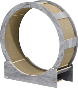 PawHut Macska Futókerék 91 cm Átmérőjű Macska Kerék Fékkel és Kaparódeszkával, Macska Futópálya Fogyásra és Egészségre, Szürke | Aosom