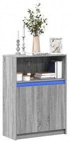 szürke sonoma szerelt fa tálalószekrény LED-del 72x34x100 cm