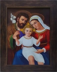 Vászonkép 20x25cm Szent Család keret lapos barna