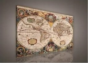 Világtérkép falikép vászonkép 100x75