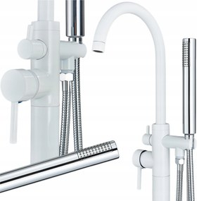 Kádtöltő Csaptelep Fehér Szabadon álló Padló Mozgatható Egylyukú Sárgaréz